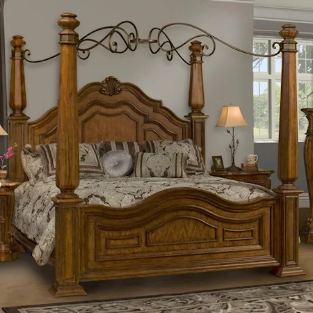 Queen Traditional Poster Canopy Bed